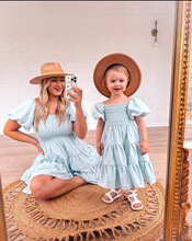 A 93012 Square Neck Bubble Sleeve Dress ���I�������B��ȹ