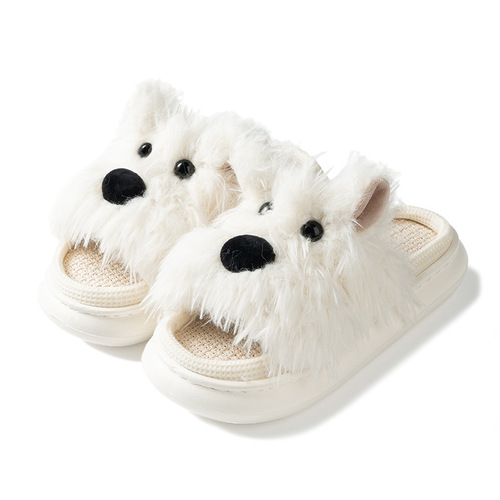 Western Highland Messy Puppy Linen Slippers for Men - New Model, Four Seasons Universal, Indoor Home Use, Couple Cotton Linen Women