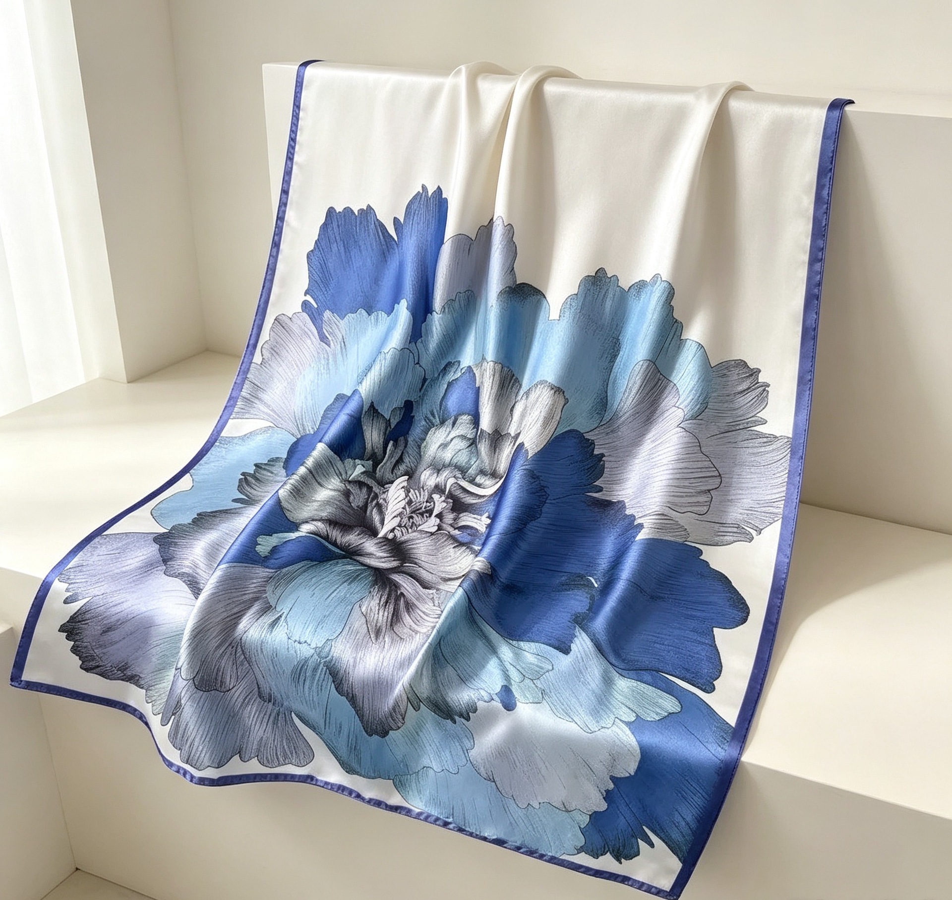 ดอกโบตั๋นสีน้ำเงินบนพื้นหลังสีขาว / 180