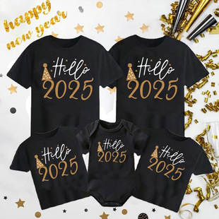 New Fashionable Parent-child Summer T-shirt Cross-border Hair Family of Four New 2025 Mother-child Mother-daughter Foreign-style Top