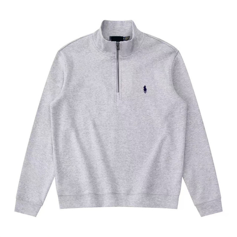 Cross-border men's half-zip pullover sweatshirt with round neck, RL Ralph Lauren logo embroidered, stand-up collar, long-sleeved sweatshirt for men