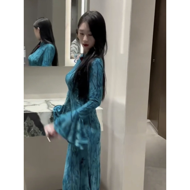 【工場直売】新中国式気質淑女優しい風女秋の新作ワンピースが着痩せしています。|undefined