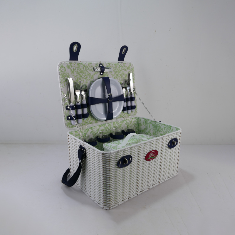 Nuevo almacenamiento al aire libre canasta de picnic camping canasta de picnic portátil correa de hombro de playa canasta de tela de caña