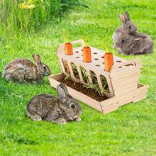 实木干草兔子豚鼠干草喂食器兔子木质喂食可拆卸架兔子食物管理器