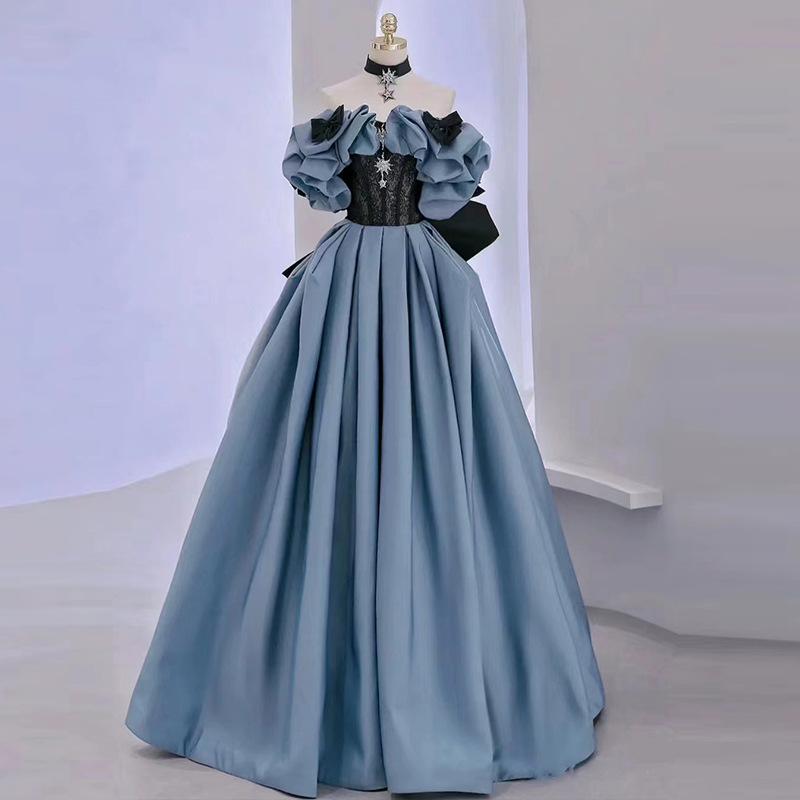 Princess evening dress 2023 new banquet host dress female solo art exam performance dress adult ceremony dress