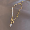 Ring from pearl, fashionable necklace, design metal chain for key bag , Korean style, internet celebrity, trend of season