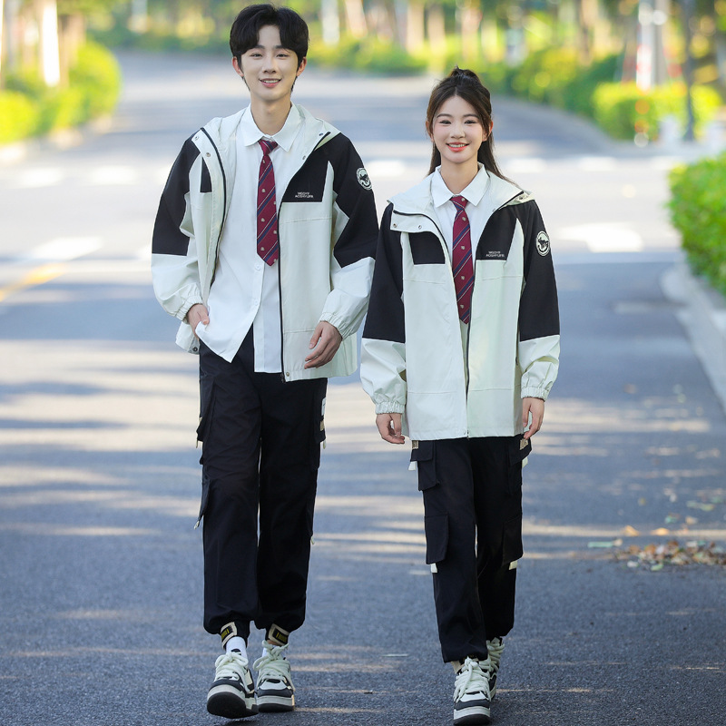 (2개) 중학생 수업 옷 소박한 옷 커플 옷 가을과 겨울 남녀 소박한 옷 자켓 학생 3 피스 스포츠 세트
