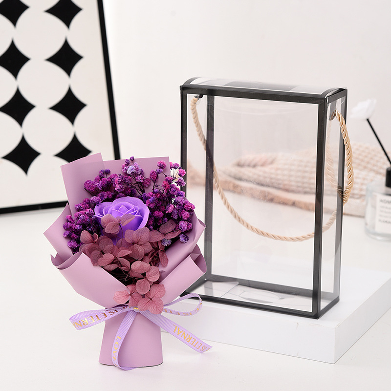 Romántica serie de estrellas llenas de rosas transparentes de flores de la eternidad caja de regalo de regalo de cumpleaños de San Valentín al por mayor