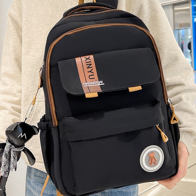 Cross-Border New Model Student Schoolbag, Junior High School Student Backpack with Super Good Looks for Girls, Lightweight, Waterproof, and Burden-Reducing Backpack for Girls