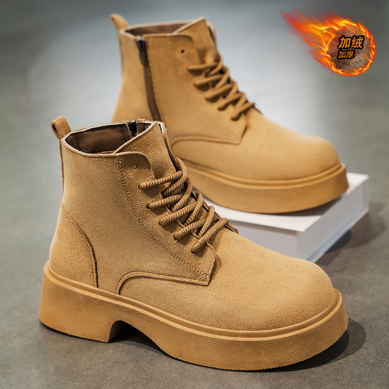 2025 zapatos de hombre de invierno nuevos zapatos de algodón caliente zapatos de cuero de alta altura anti-deslizante botas de Martin