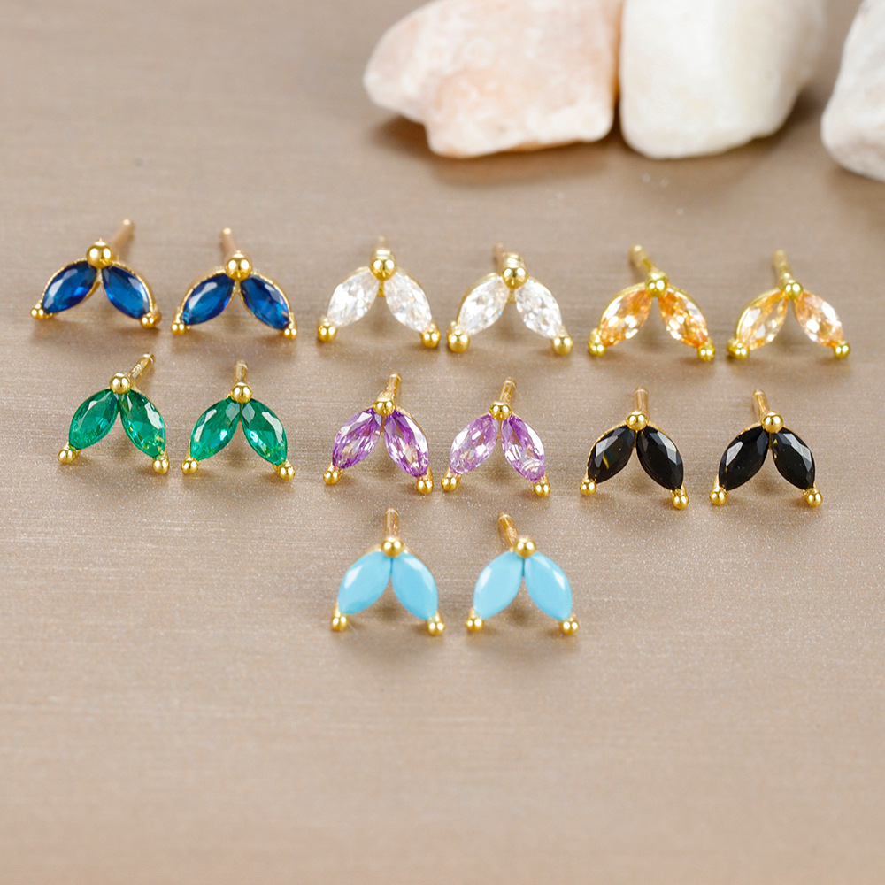 1 Pair Ig Style Geometric Plating Inlay Copper Zircon 18k Gold Plated Ear Studs display picture 2