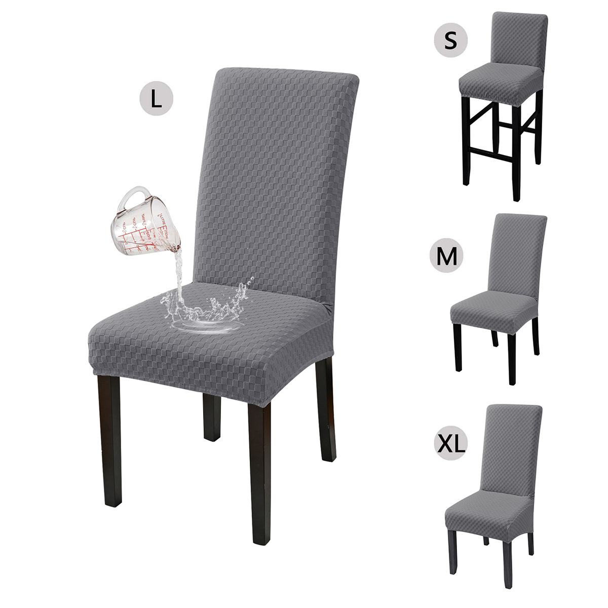 Transfronterizo sólido elástico Jacquard pequeño cuadrado cubierta de silla impermeable espaldas altas cubierta de silla de restaurante de hotel general todo incluido