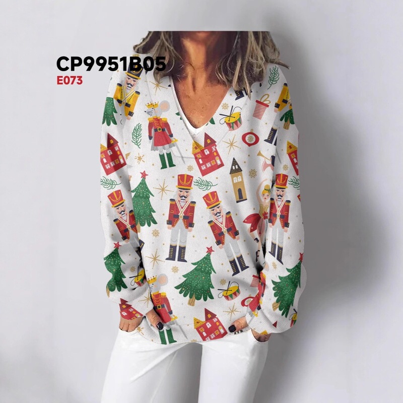 Independent brand V-neck sweatshirt sweater snowflake autumn winter V-neck long sleeve polka dot floral gradient Christmas sweater sweatshirt Independent brand V-neck sweatshirt sweater snowflake autumn winter V-neck long sleeve polka dot floral gradient Christmas sweater sweatshirt