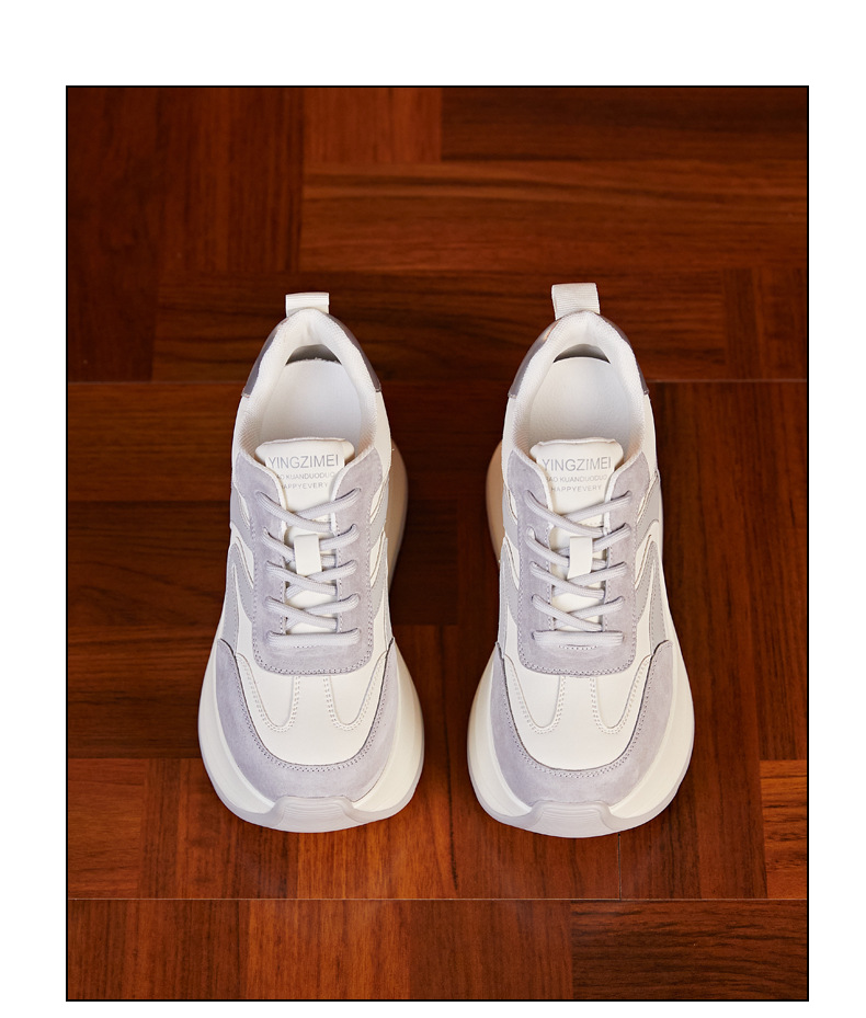 Giày sneaker nữ đế dày tăng chiều cao dáng nhỏ khoe chân — Màu be chi tiết 19