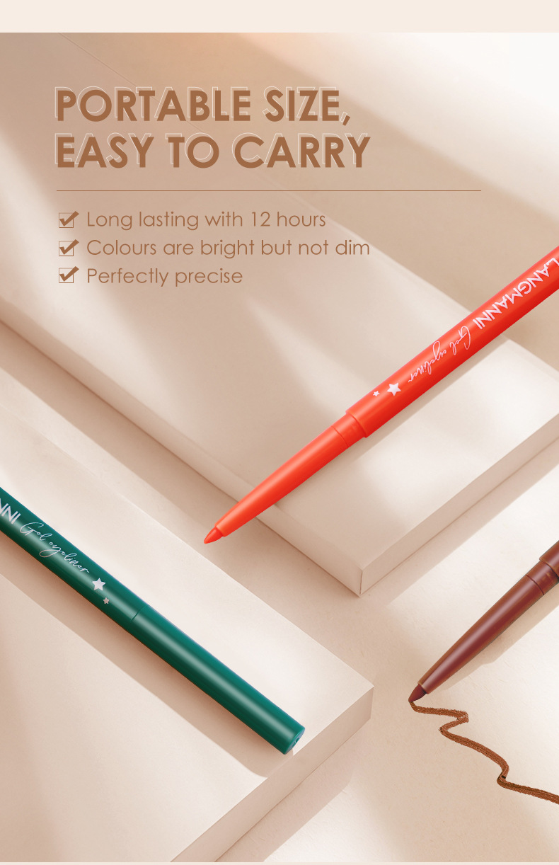 The Langmanni 12-color eyeliner set is not prone to smudging. It is a matte colored eyeliner set undefined