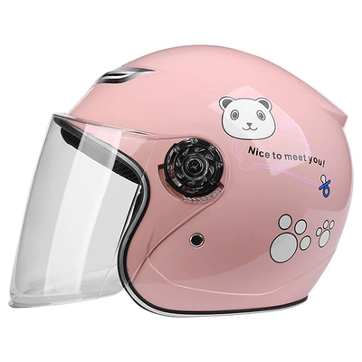 Motorcycle Helmet Electric Car Helmet Riding Safety Helmet Unisex Children's Half Helmet 523 (Motosiklet kaskı (dəbilqə)) - light-pink