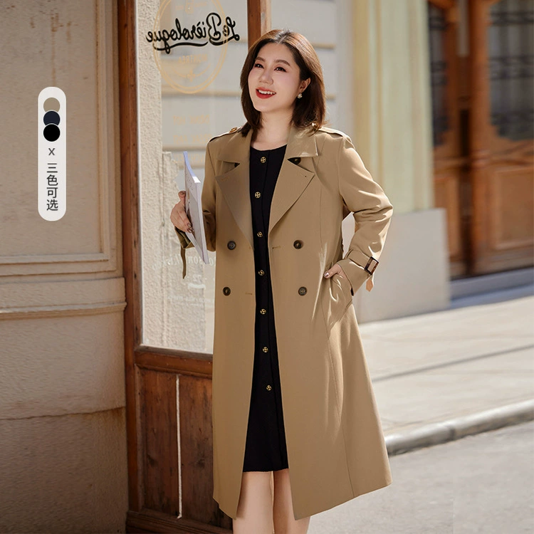 Slim show 2023 Осень Новая женская одежда больших размеров, пухлая девушка, модная ветровка для похудения средней длины с драпировкой и талией QI3520