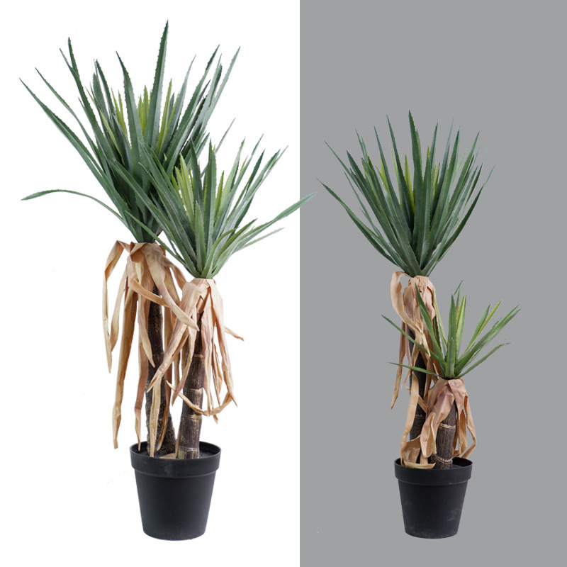 2022 New 2-head long leaf aloe artificial green plant garden garden sales department landscape decoration PU feel