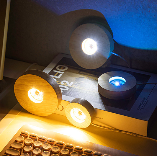 스위치 야간 조명 USB 플러그인 책상 램프 충전 램프 유리 공 침실 나무 램프 발광 기지