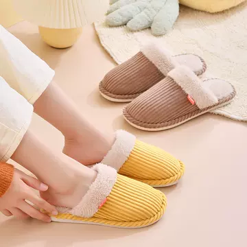 New Corduroy Cotton Slippers Indoor Couple Men's and Women's Warm Cotton Slippers - ShopShipShake