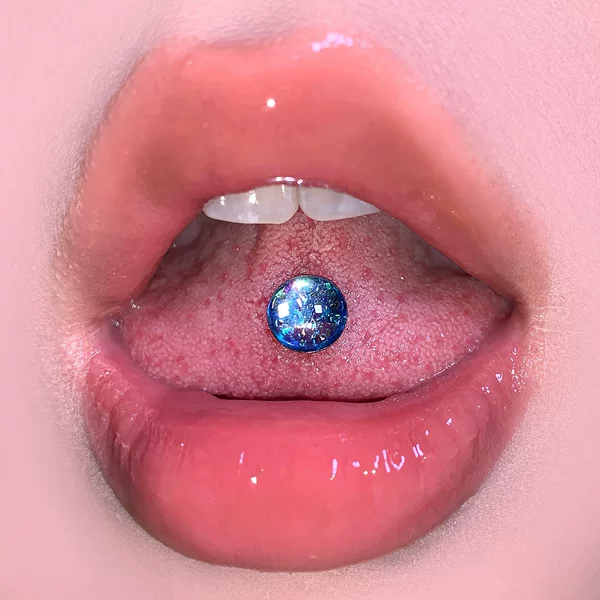 Broken diamond star tongue nail perforated steel titanium external thread personalized tongue nail piercing jewelry foreign trade cross-border wholesale