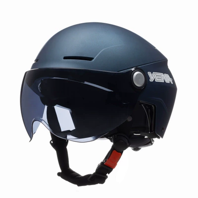 motorcycle Men's Four Seasons helmet, Motosiklet kaskı (dəbilqə) - matte-blue-with-short-black-tea