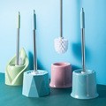 Household Stainless Steel Long-Handled Toilet Brush Cleaning Brush with Base Plastic Toilet Brush Toilet Brush Cleaning Set