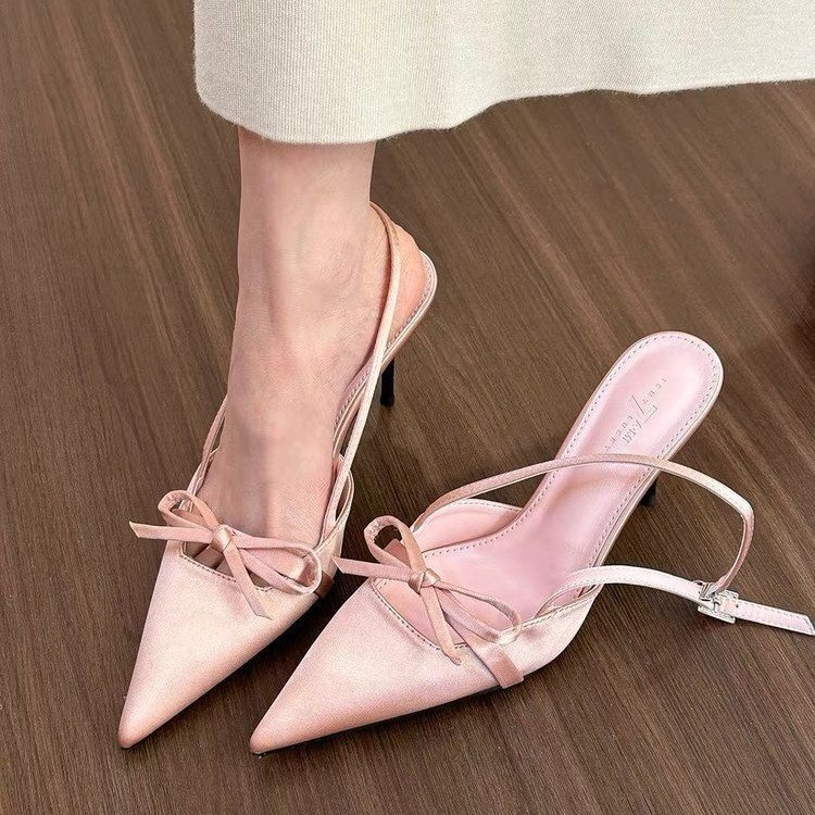 Cold and gentle! silver Pointed Bow Sandals Women's Summer High Heel Pumps Cold and gentle! silver Pointed Bow Sandals Women's Summer High Heel Pumps