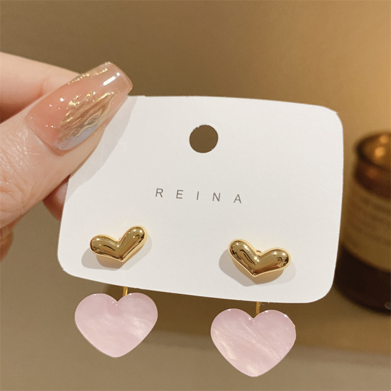 1 Pair Sweet Heart Shape Plating Copper Ear Studs display picture 6