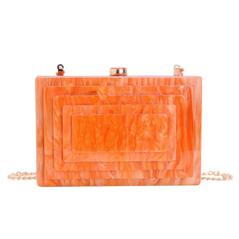 Ventas transfronterizas de moda europeas y americanas bolsas de cena acrílicas empalmadas bolsas de cena de partido bolsas de hombro pequeñas bolsas de mano