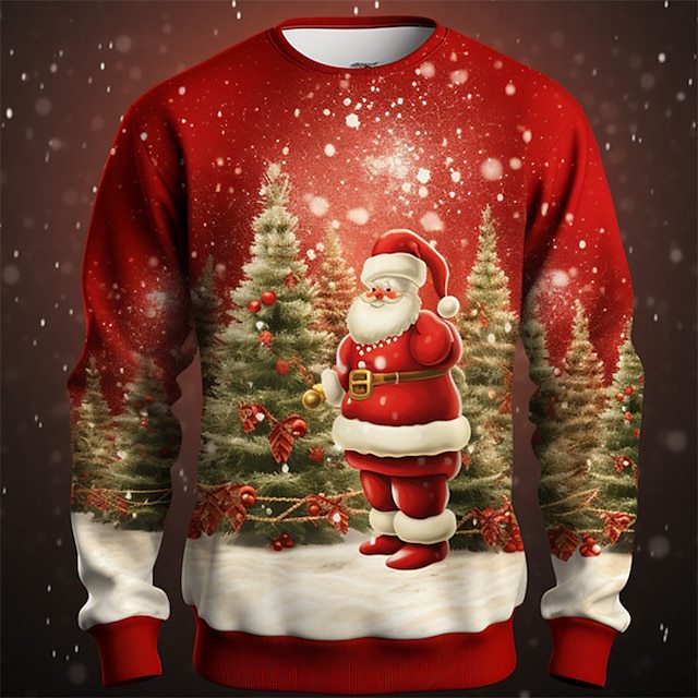 Fashionable Santa Claus 3D Printed Round Neck Pullover, Fashionable And Fun Men's Hoodie_voghion.com