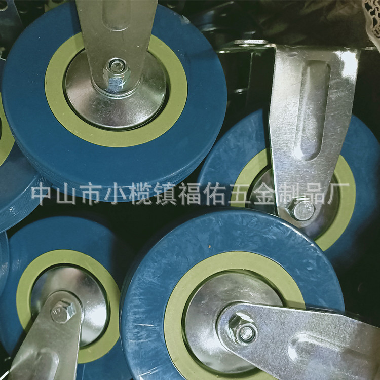3/4寸脚轮餐车万向轮灰色PVC丝牙万向脚轮带刹车工业推车轮灰胶轮