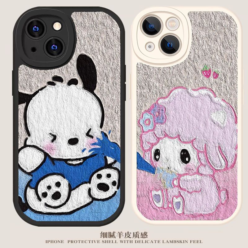 Pacha dog sheepskin couple applicable opporeno9 mobile phone case a58 all-inclusive k10 drop-resistant findx6 cute