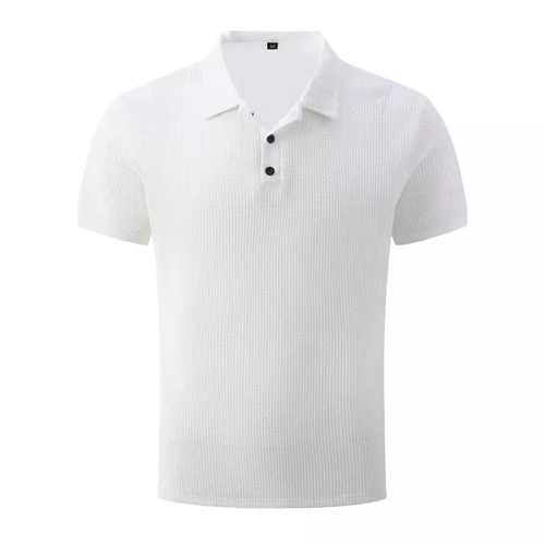 Eurasian men's summer pure color new high-end mesh ice silk short sleeve T-shirt collar polo with smooth material