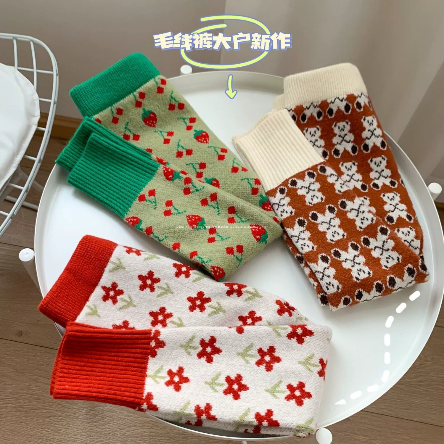 Детская одежда в богемном стиле для девочек, вязаные толстые леггинсы для верхней одежды, новый осенне-зимний стиль с цветочным принтом, модные детские шерстяные брюки.