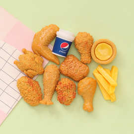 仿真微缩食玩炸鸡腿鸡翅薯条 diy过家家场景娃娃屋树脂饰品摆件