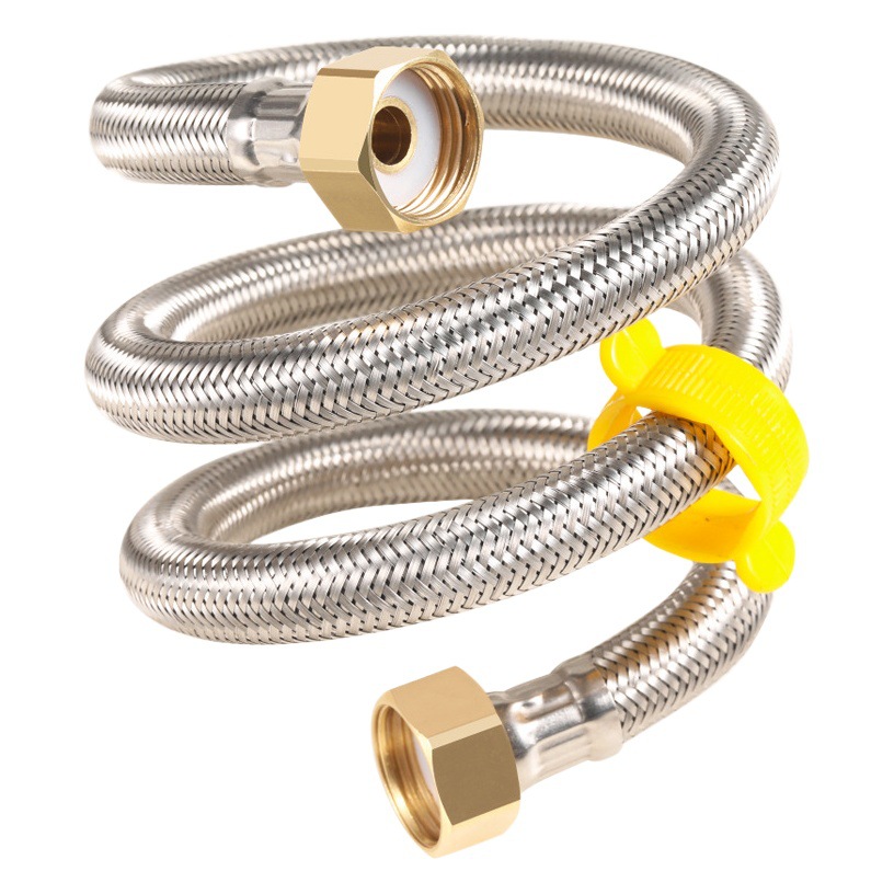 304 de acero inoxidable tejido manguera de metal tubería de agua de alta presión 4 puntos calentador de agua al por mayor inodoro manguera de entrada de agua caliente y fría