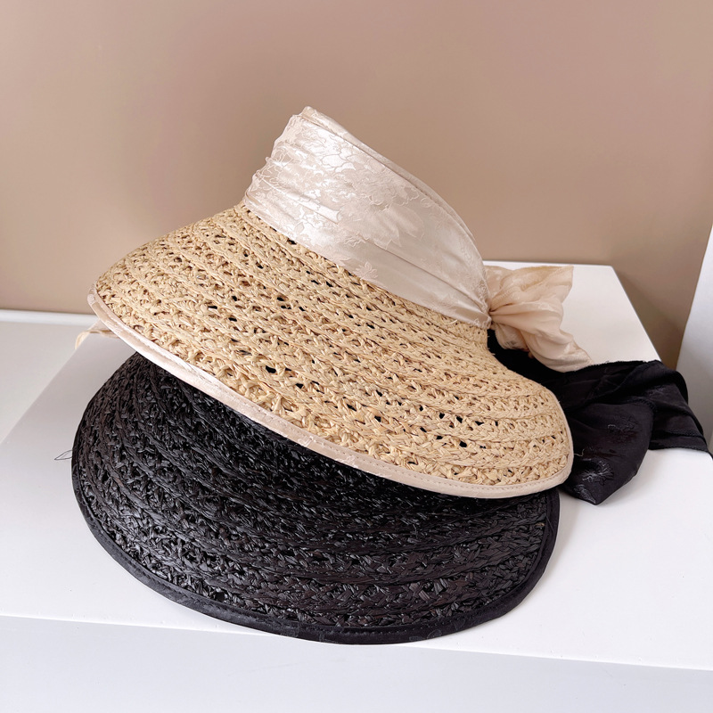 Hepburn Style Raffia Straw Hat For Women Elegant Summer Sun Hat_voghion.com