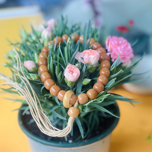Weathered Bodhi Buddha Beads Bracelet Rhubarb Bodhi Root Bracelet Milk Blue Ethnic Style Jewelry Bracelet Colorful Daqingti