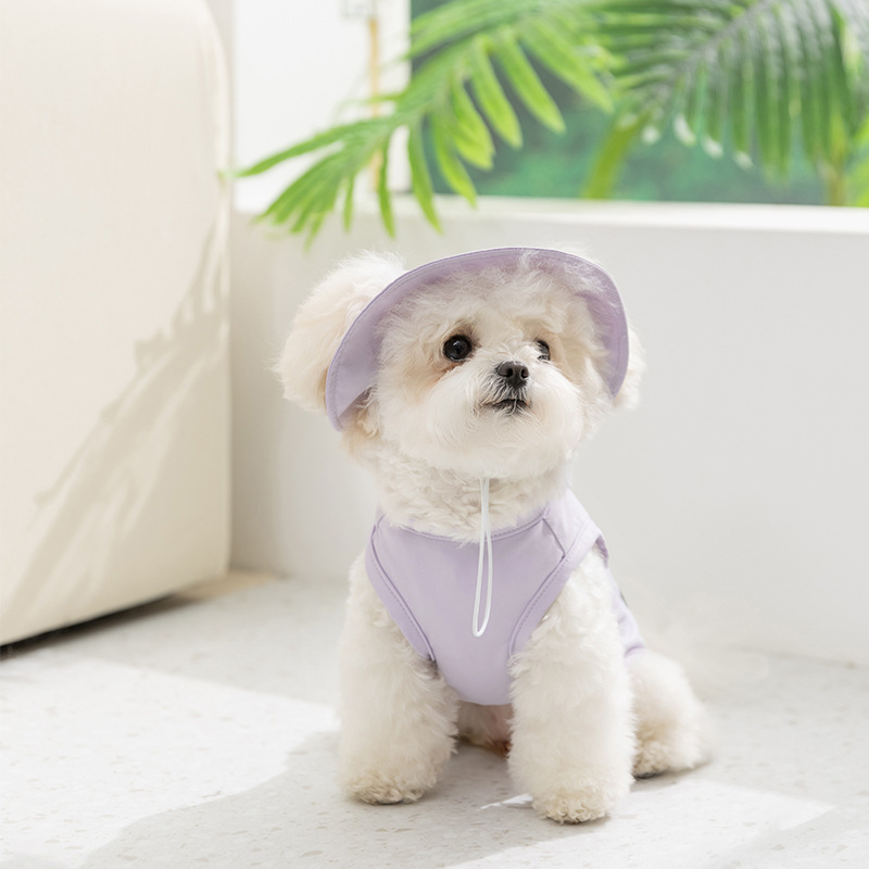 Сиреневый жилет, шапка, защита от солнца