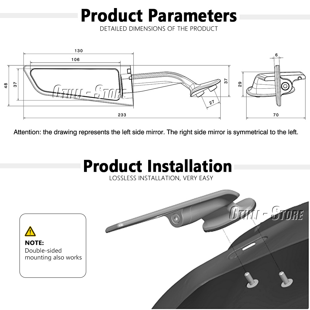 Motorcycle Modification Parts Ducati Panigale 959 1299S Fixed Wing Rearview Mirror in Stock