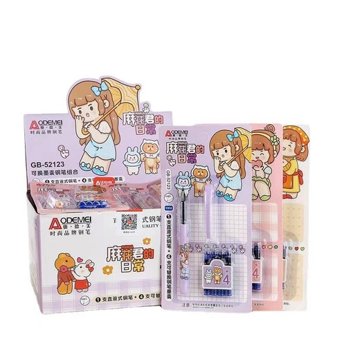 Wholesale Odmei fountain pen replaceable capsule pen set straight liquid large tip pen combination erasable blue ink capsule pen