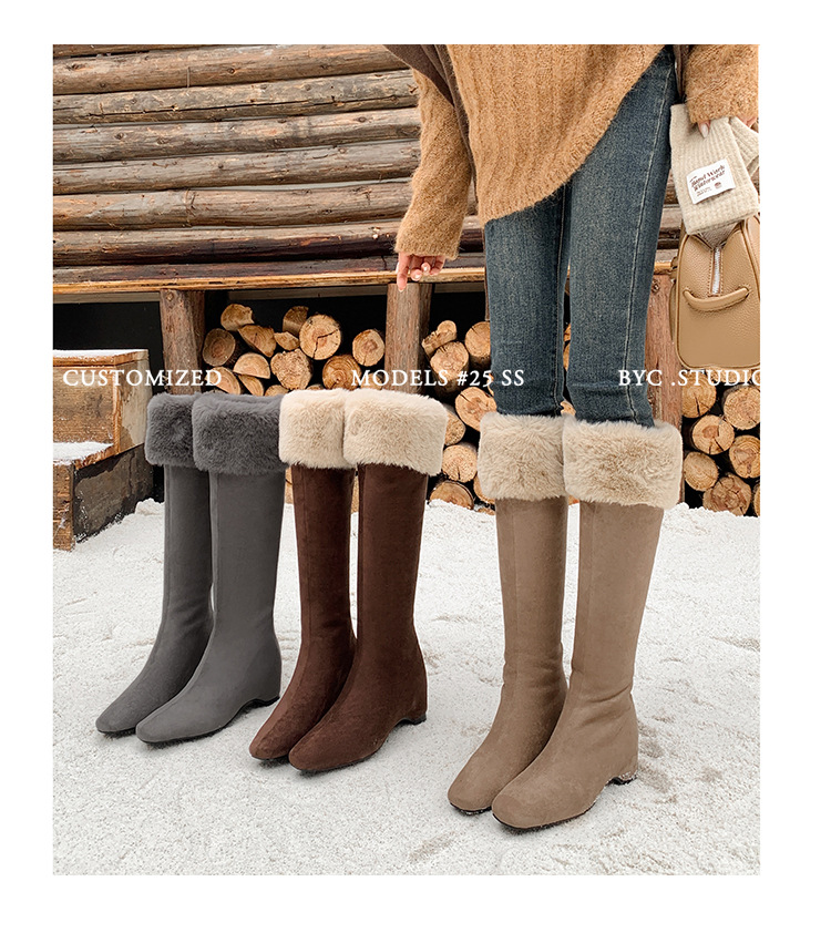 Boot tuyết nữ cổ cao lót lông cừu đế dày màu nâu — màu nâu chi tiết 29