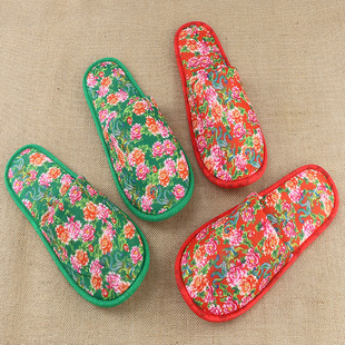 Cross-Border Northeast Large Flower National Trend Disposable Floral Slippers Hotel B&B Inn Home Hospitality Wholesale Foreign Trade