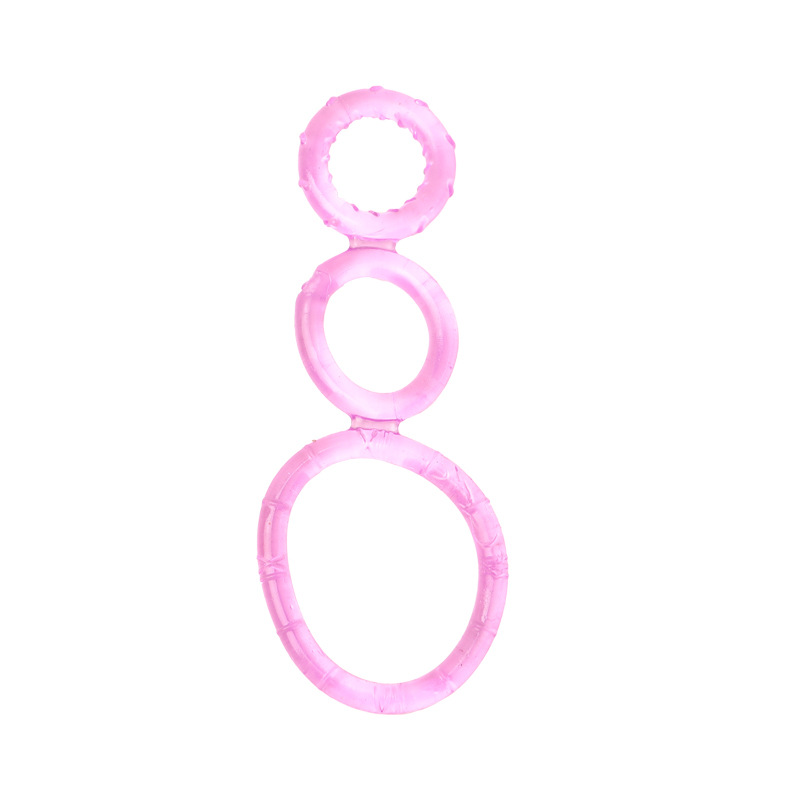 TPE Triple Cock Ring, Threaded Non-Vibrating Male Exercise Ring, Random Color — detail image 6