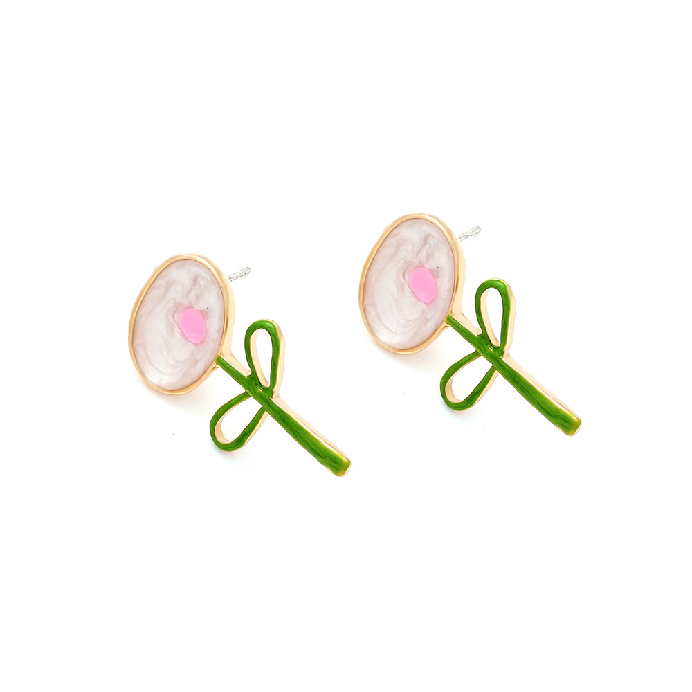 1 Pair Cartoon Style Cute Leaf Flower Enamel Alloy Ear Studs display picture 6