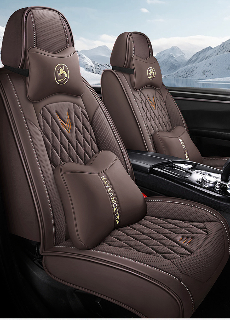 Car Seat Cushion, Waist Support, Wing Protection, Five-Seater Four-Season Cushion, All-Inclusive Seat Cover, Seat Cushion, Nappa Leather, Amazon Europe and America Cross-Border