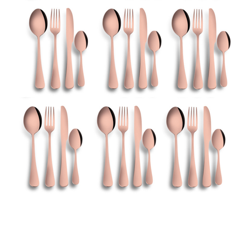 Amazon tiktok popular vajilla de acero inoxidable 24 piezas traje 1010 cuatro piezas principales 6 personas usan comida occidental cuchillo, tenedor y cuchara