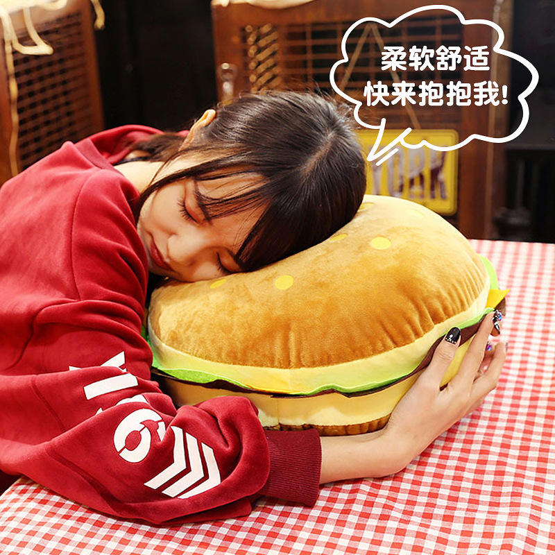 hamburguesas hechas a medida almohada juguetes de peluche regalo de cumpleaños para niños bocadillos muñecas de tela de cintura muñeca montada en el coche