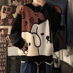 跨境爆款针织衫毛衣男女提花高质宽松圆领多款式可选外贸工厂批发